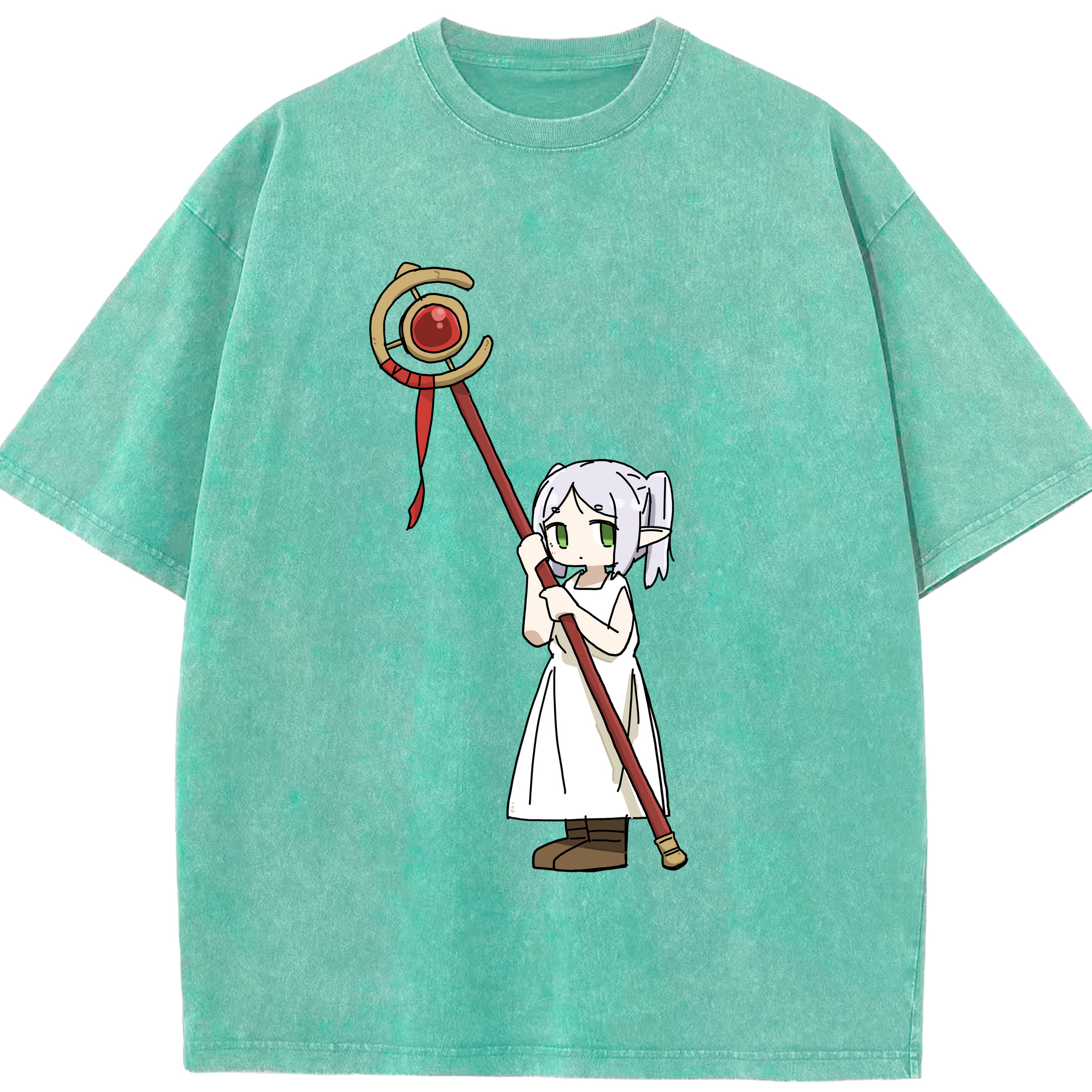 （画像用） 葬送のフリーレン Frieren 綿100% ヴィンテージ風 半袖Tシャツ（フロントプリント）